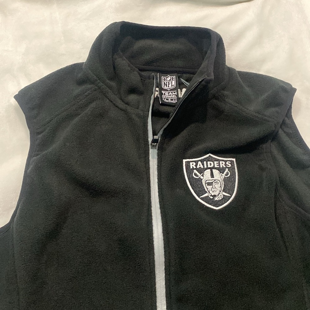 NFL Raiders Black Fleece Vest with White Trim